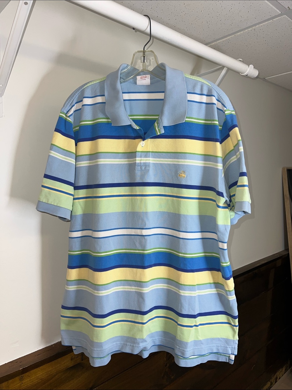 Brooks Brothers Cotton Light Blue Multi-Stripe Polo Shirt- XL